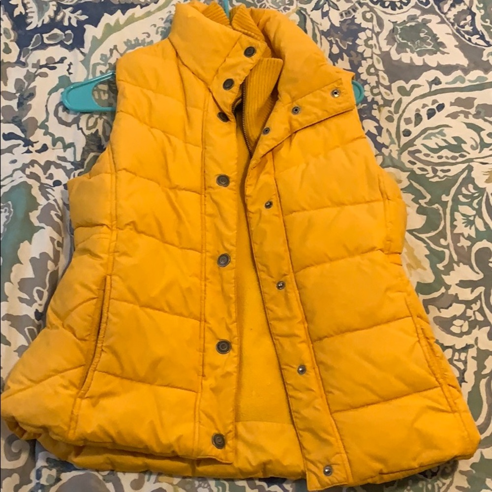 Yellow puffer vest